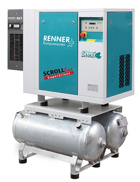 RENNER SCROLL-Kompressor SLDK-S 5,5 mit 2 x 90 Liter Druckluftbehälter-