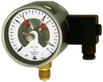 Kontaktmanometer, G 1/2 radial unten, Messber. -1/+1,5 bar, Ø 160